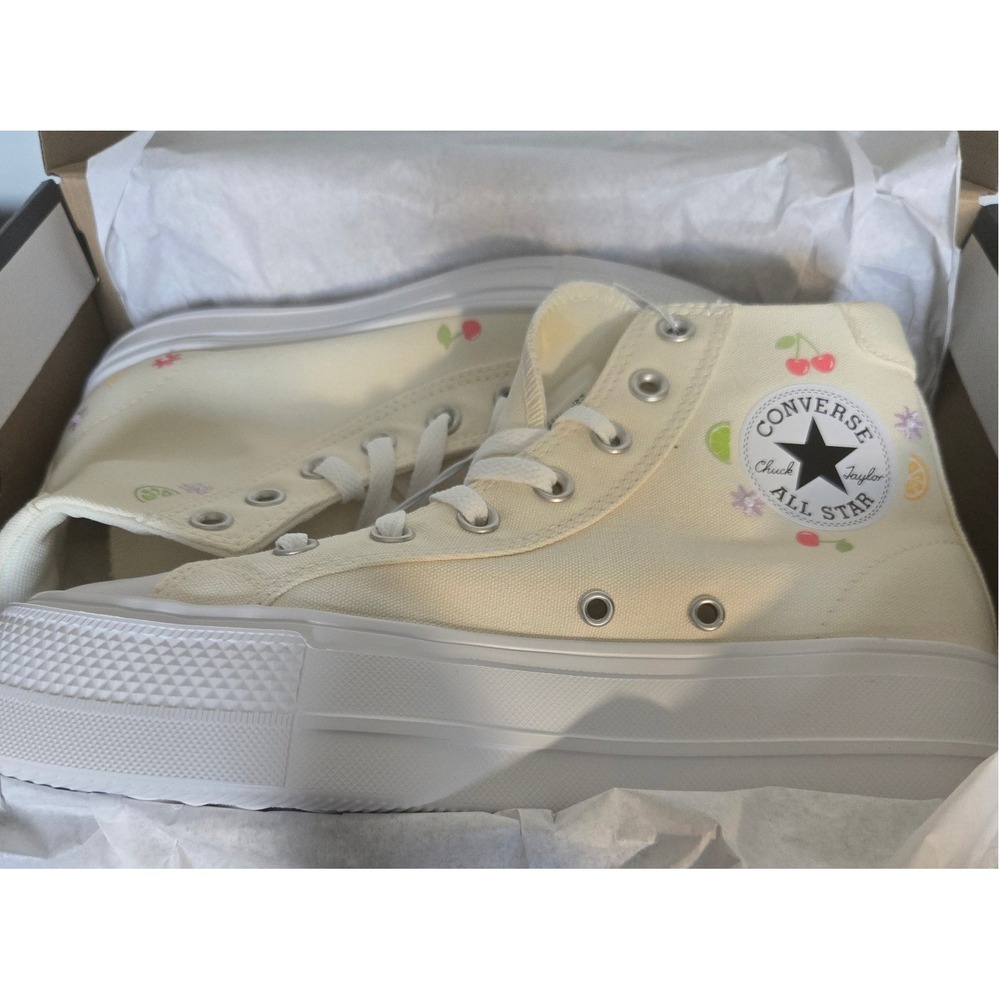 Converse Chuck Taylor Day One Platform Hi Egret White Fruit Embroidery A19325C